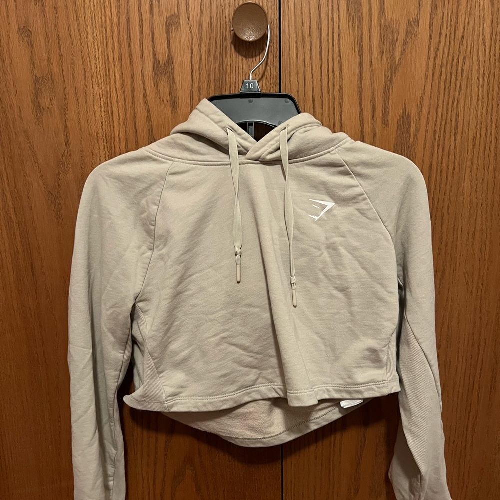 Gymshark Beige Crop Top Hoodie